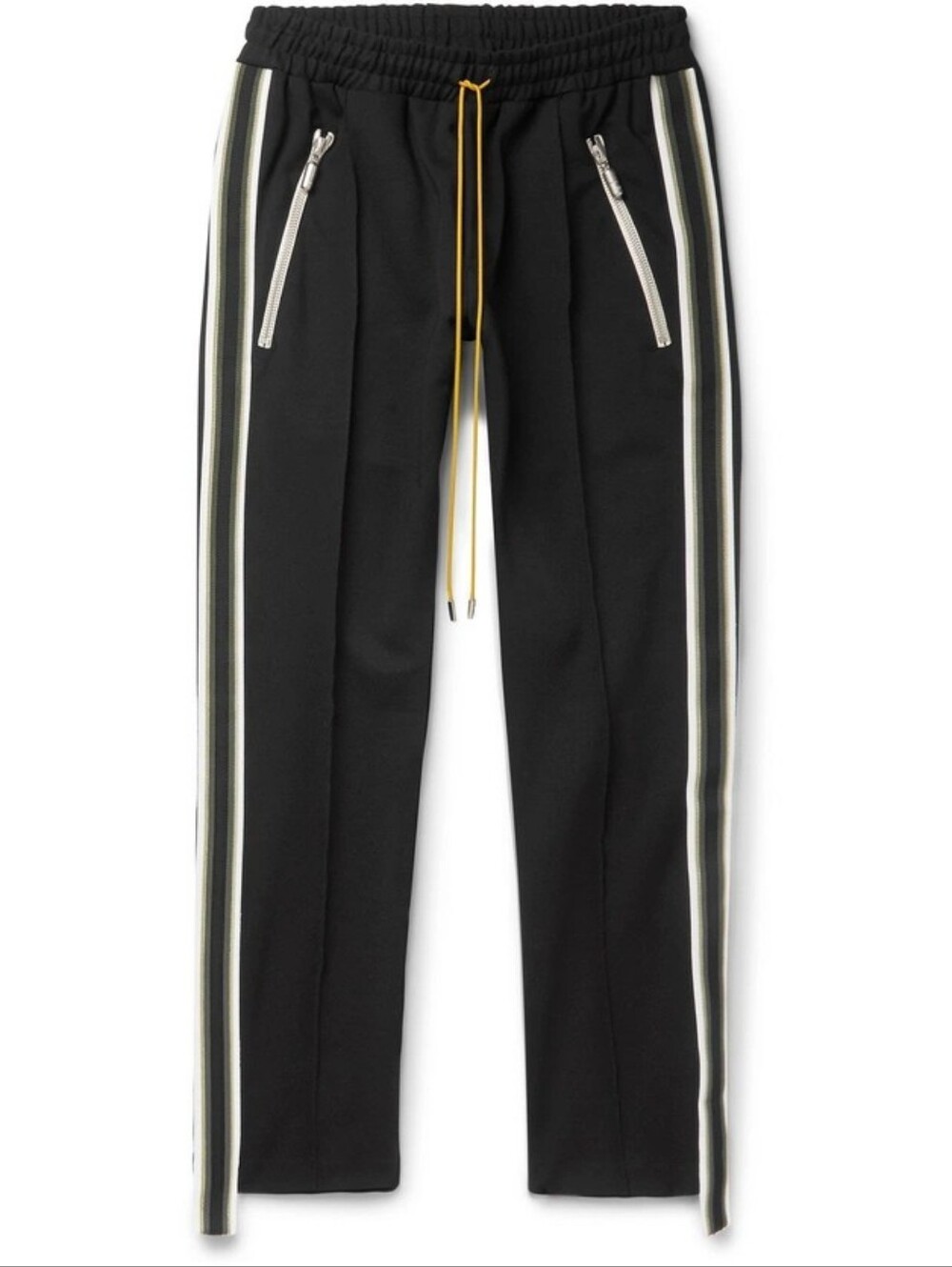 Rhude - Black Cropped Slim-Fit Tapered Webbing-Trimmed Jersey Track Pants S
